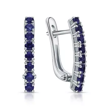 Серебряные серьги с сапфирами природными