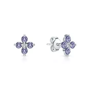 Серебряные серьги с танзанитами природными