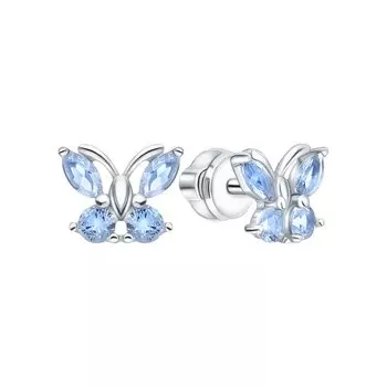 Серебряные серьги с топазами имитациями