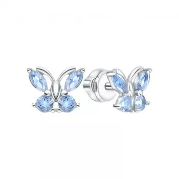 Серебряные серьги с топазами имитациями