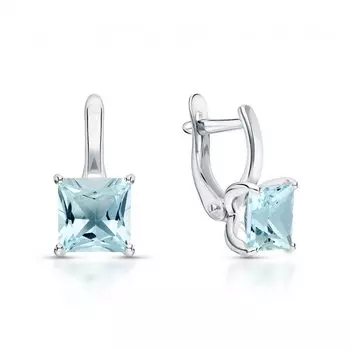 Серебряные серьги с топазами скай природными