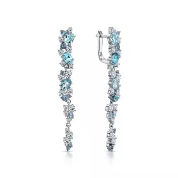 Серебряные серьги с топазами, со шпинелью и фианитами