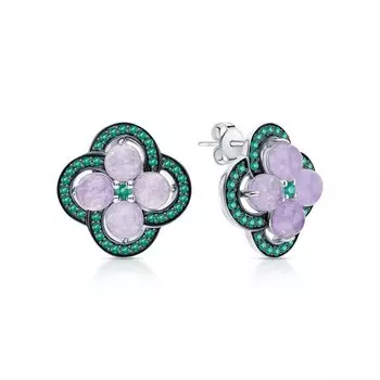 Серебряные серьги с жадеитом и алпанитом