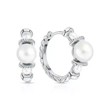 Серебряные серьги с жемчугом природным