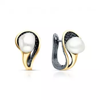 Серебряные серьги с жемчугом природным