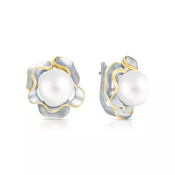 Серебряные серьги с жемчугом природным