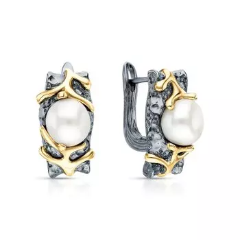 Серебряные серьги с жемчугом природным