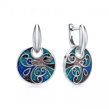 Серебряные серьги-трансформеры с эмалью