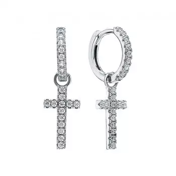 Серебряные серьги-трансформеры с фианитами