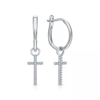 Серебряные серьги-трансформеры с фианитами