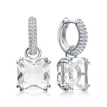 Серебряные серьги-трансформеры с фианитами