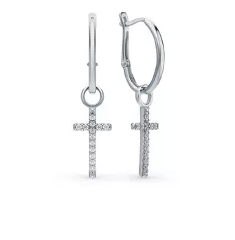 Серебряные серьги-трансформеры с фианитами