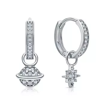 Серебряные серьги-трансформеры с фианитами