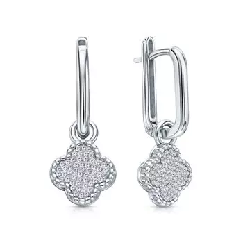 Серебряные серьги-трансформеры со стеклом