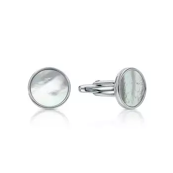 Серебряные запонки с перламутром природным