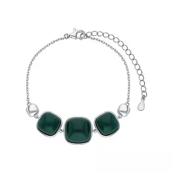 Серебряный браслет с агатами природными