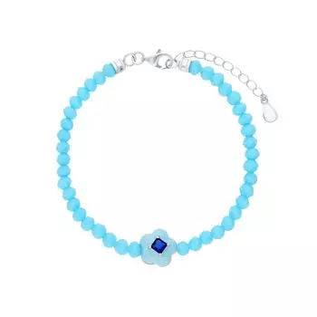 Серебряный браслет с эмалью, фианитами и алпанитом