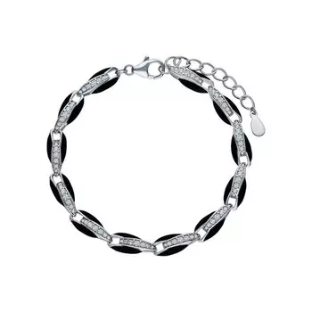 Серебряный браслет с эмалью и фианитами