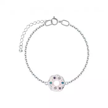 Серебряный браслет с эмалью и фианитами