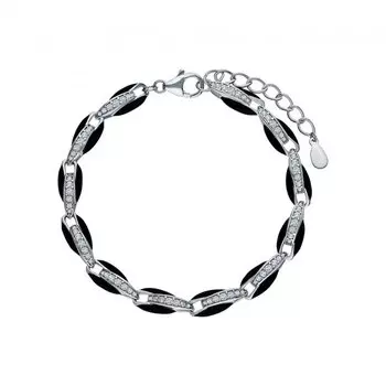 Серебряный браслет с эмалью и фианитами