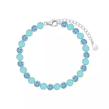 Серебряный браслет с эмалью и фианитами