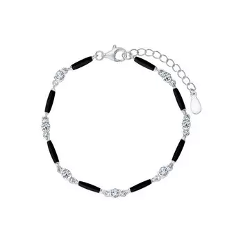 Серебряный браслет с эмалью и фианитами