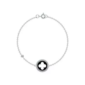 Серебряный браслет с эмалью и фианитами