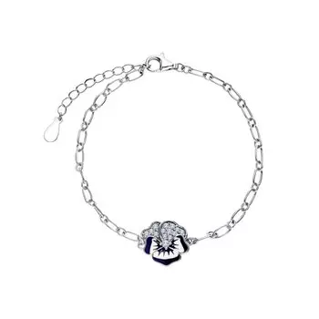 Серебряный браслет с эмалью и фианитами