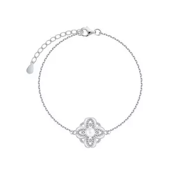 Серебряный браслет с эмалью, жемчугом и фианитами