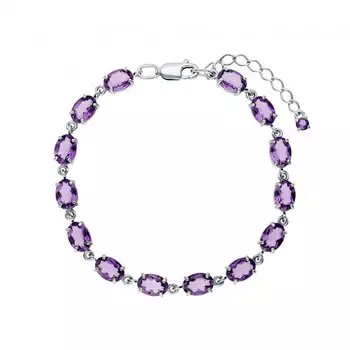Серебряный браслет с аметистами природными