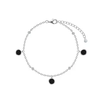 Серебряный браслет с фианитами и агатами природными