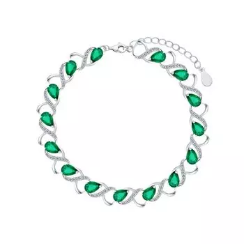 Серебряный браслет с фианитами и агатами природными