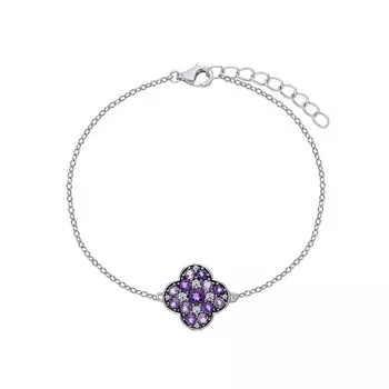 Серебряный браслет с фианитами и аметистами