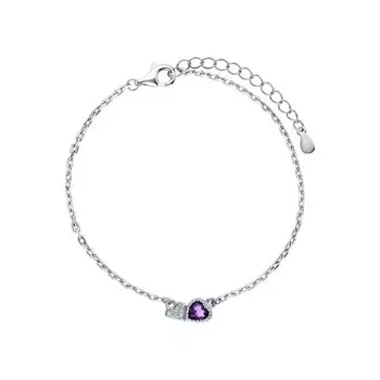 Серебряный браслет с фианитами и аметистами природными