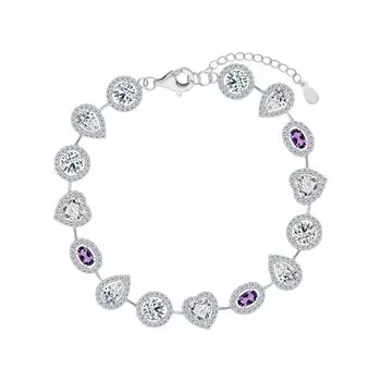 Серебряный браслет с фианитами и аметистом