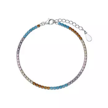 Серебряный браслет с фианитами и бирюзой