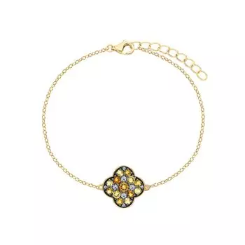 Серебряный браслет с фианитами и цитринами природными