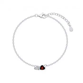 Серебряный браслет с фианитами и гранатами природными