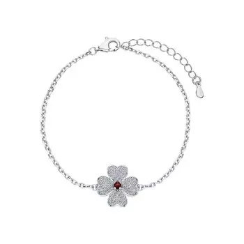 Серебряный браслет с фианитами и гранатами природными