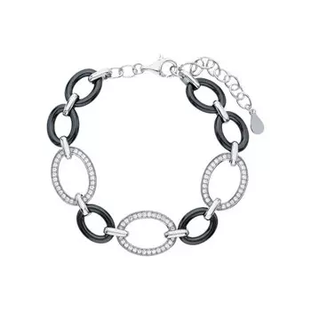 Серебряный браслет с фианитами и керамикой