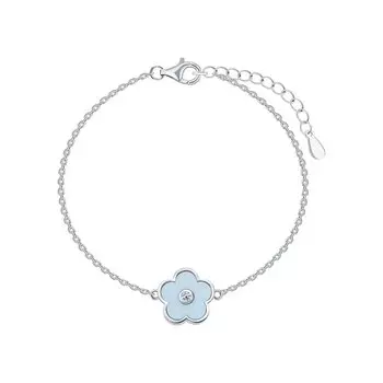 Серебряный браслет с фианитами и керамикой