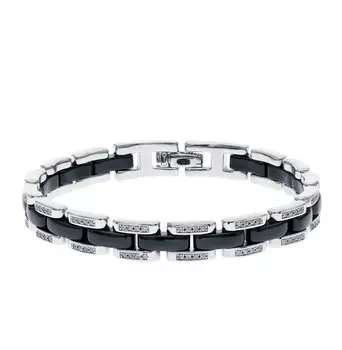 Серебряный браслет с фианитами и керамикой