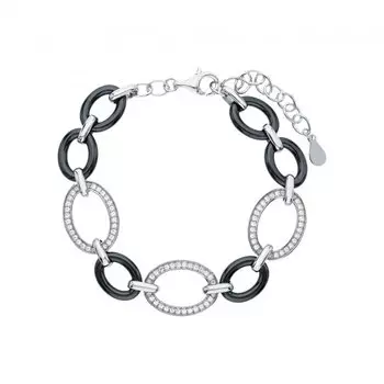 Серебряный браслет с фианитами и керамикой