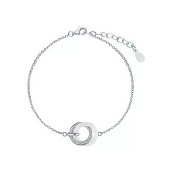 Серебряный браслет с фианитами и керамикой