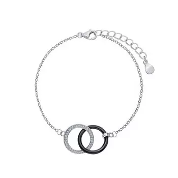 Серебряный браслет с фианитами и керамикой