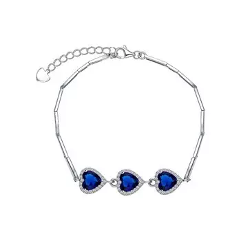 Серебряный браслет с фианитами и синтетической шпинелью