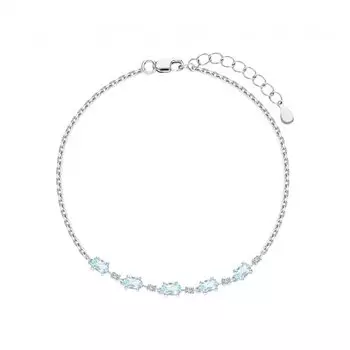 Серебряный браслет с фианитами и топазами природными