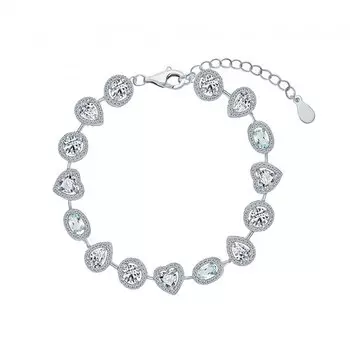 Серебряный браслет с фианитами и топазами природными