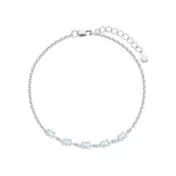 Серебряный браслет с фианитами и топазами природными