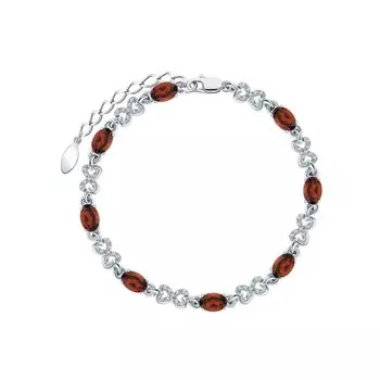 Серебряный браслет с гранатами и фианитами
